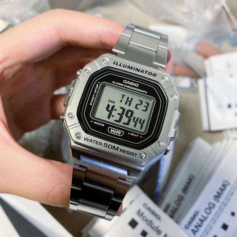 Casio Men's Silver Resin & Stainless Steel Watch, Digital | W-218hd-1av by i-watch