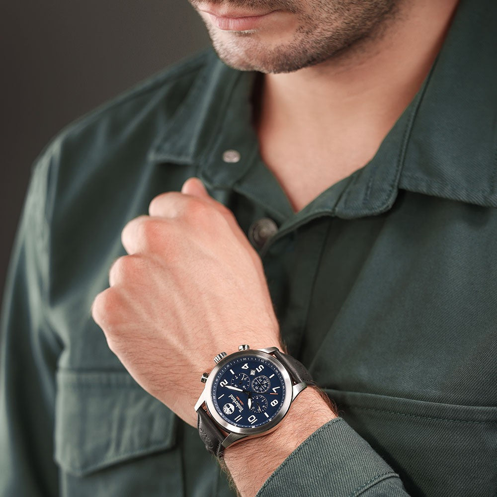 TIMBERLAND ADVENTURER T-WATCH - RUGGED STYLE MEETS RELIABLE FUNCTIONALITY Men's Watch with silver stainless steel case and vibrant blue dial-i-Watch-4