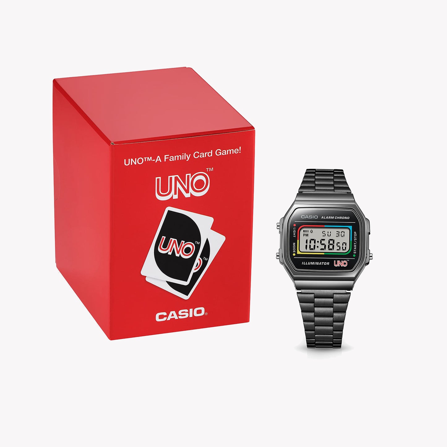 Casio A168WEUC-1A UNO™ collaboration model