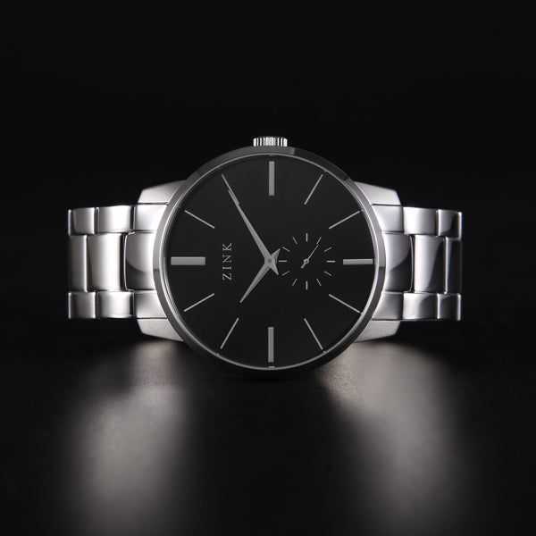 Zink Zk126g5ss-26-B - Elegant Silver Stainless Steel Men's Watch With Black Dial