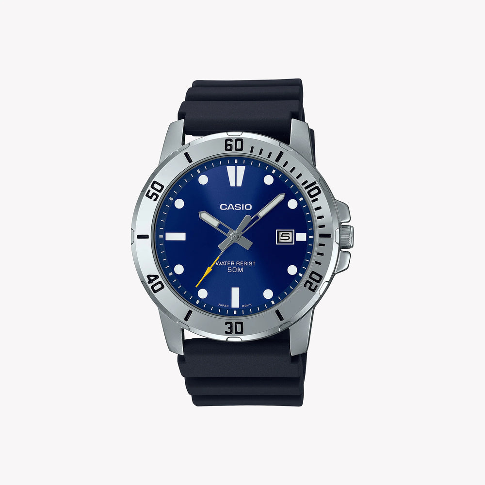 Mtp Men's Stainless Steel & Resin Watch, Silver Black | Mtp-Vd01-2evudf by i-watch
