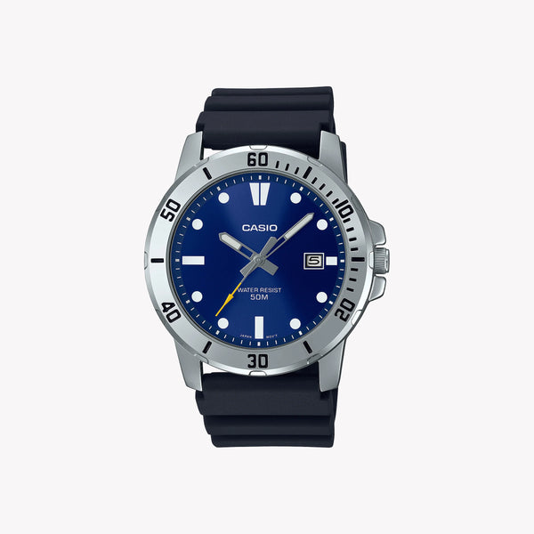 Mtp Men's Stainless Steel & Resin Watch, Silver Black | Mtp-Vd01-2evudf by i-watch