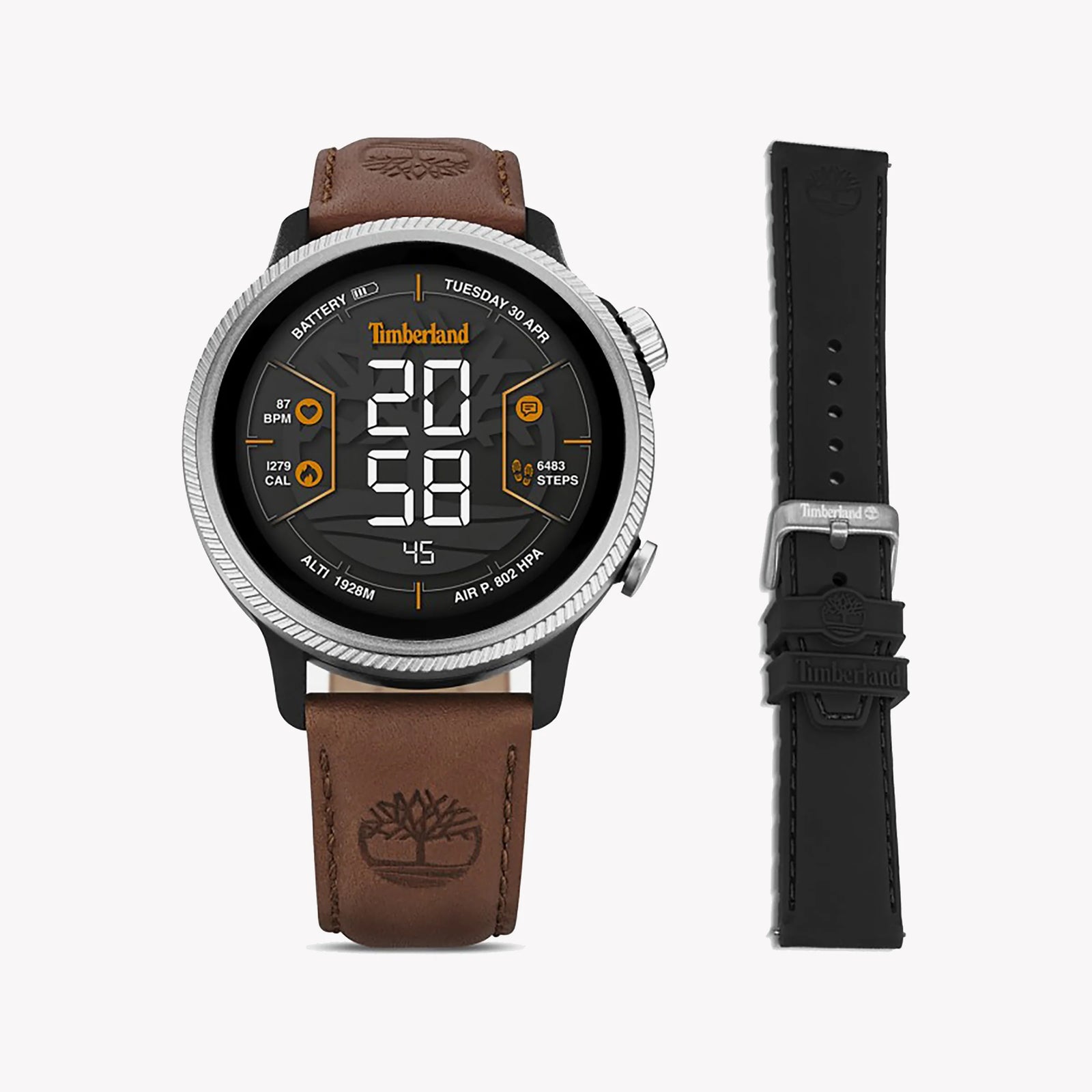 Timberland Men's Brown Leather Watch, Silver Case | Tdigb0064501-Set by i-watch