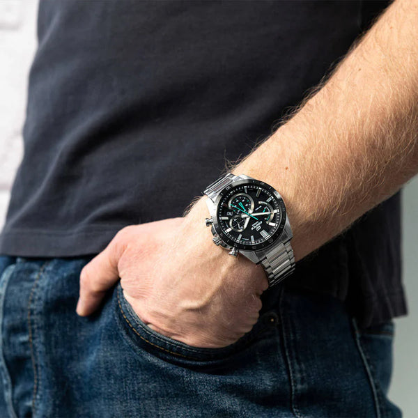 Timeless Elegance Men's Silver Watch, Black Dial | Efr-573db-1a by i-watch