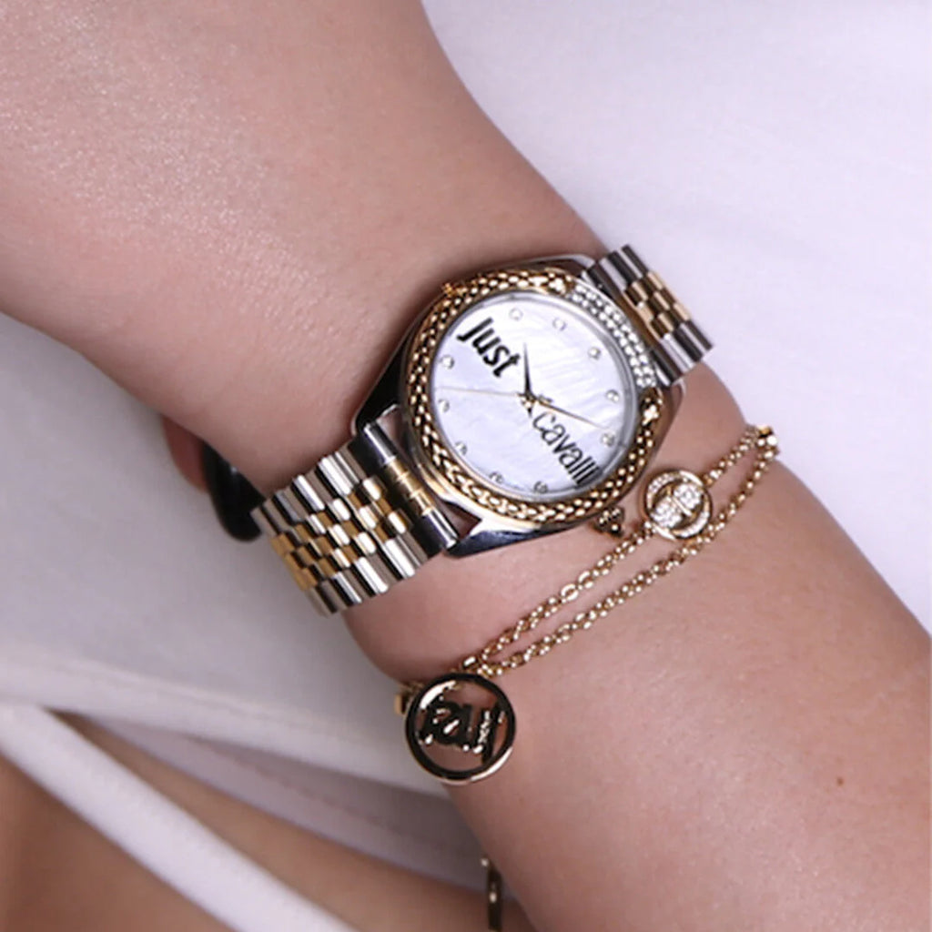 JUST CAVALLI Women's Watch with Silver & Gold Stainless Steel Case and Silver & Rose Gold Stainless Steel Band-i-Watch-3