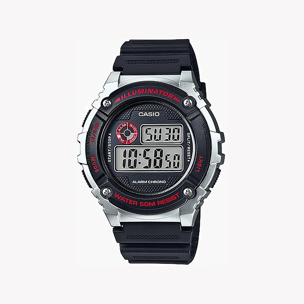 Casio W-216h-1cvdf Men's Sporty Elegance - Timeless Functionality & Style Watch With Sleek Silver Case And Dynamic Digital Dial by i-watch