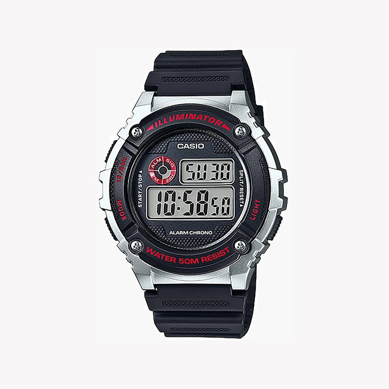 Casio W-216h-1cvdf Men's Sporty Elegance - Timeless Functionality & Style Watch With Sleek Silver Case And Dynamic Digital Dial by i-watch