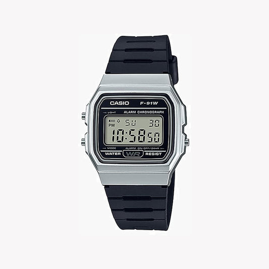 Casio F-91WM-7A Digitale silberne Unisex-Uhr