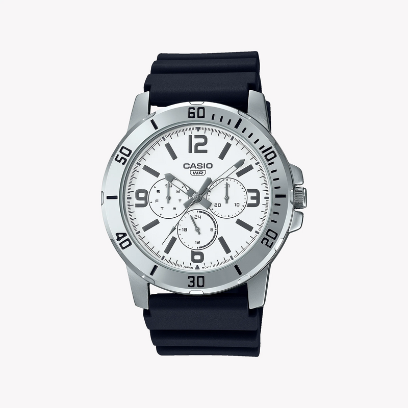 Casio Men's Silver Stainless Steel Watch, White Dial | Mtp-Vd300-7budf by i-watch