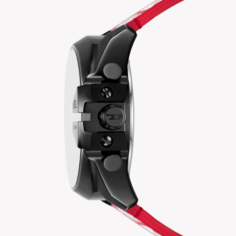 Diesel Men's Black Leather Watch, Red Band | Dz4647 by i-watch