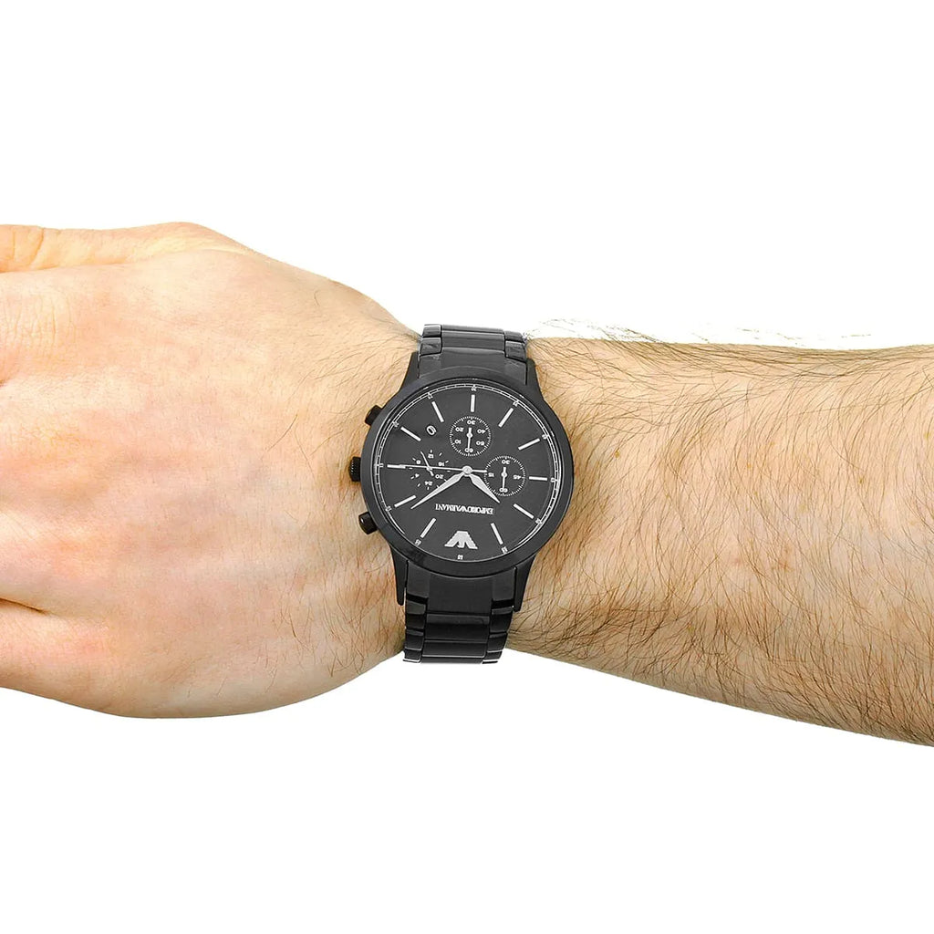 EMPORIO ARMANI AR2485 - BOLD BLACK STAINLESS STEEL MEN'S WATCH - TIMELESS ELEGANCE-i-Watch-4