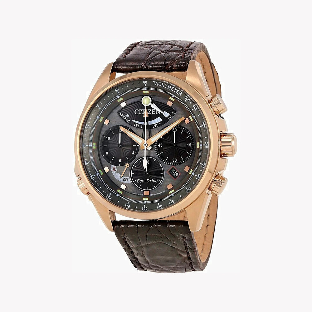 Citizen Av0063-01h Time Master - Rosegold Chronograph With Black Leather Strap by i-watch