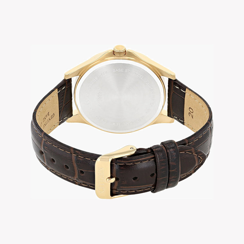 Citizen Bf2023-01a - Dynamic Sophistication Men's Chronograph Watch In Gold & Brown Leather by i-watch