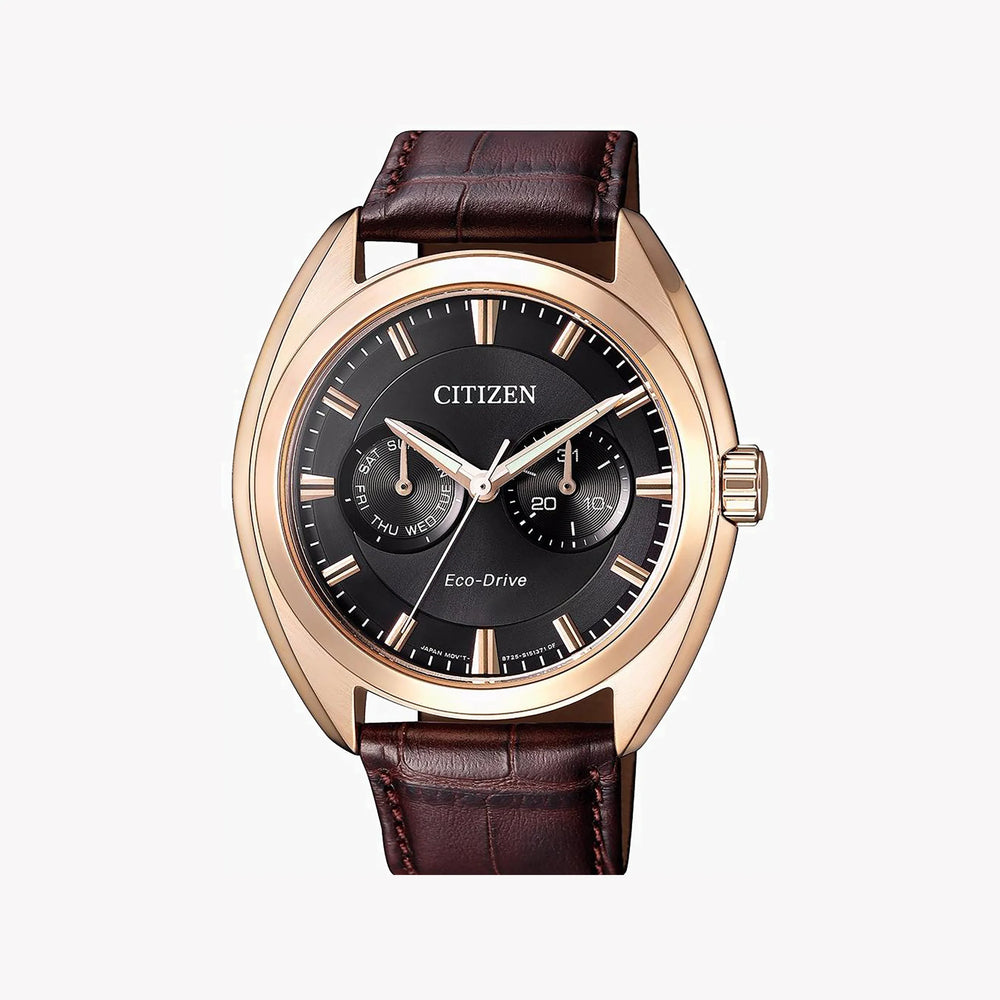Citizen Bu4018-11h - Elegant Rose Gold Men's Eco-Drive Watch With Leather Strap by i-watch