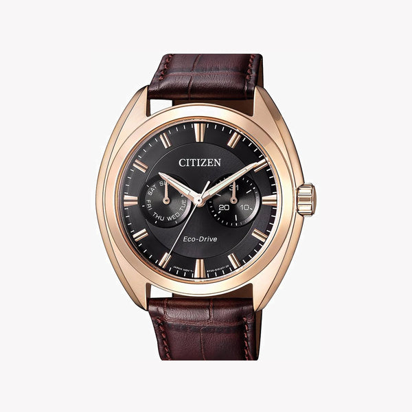 Citizen Bu4018-11h - Elegant Rose Gold Men's Eco-Drive Watch With Leather Strap by i-watch