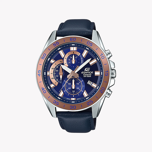 Casio Edifice Efv-550l-2avudf - Dynamic Blue Sport Luxe Men's Watch With Leather BAnd and Precision Timekeeping by i-watch