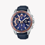 CASIO EDIFICE EFV-550L-2AVUDF - DYNAMIC BLUE SPORT LUXE Men's Watch with Leather Band and Precision Timekeeping