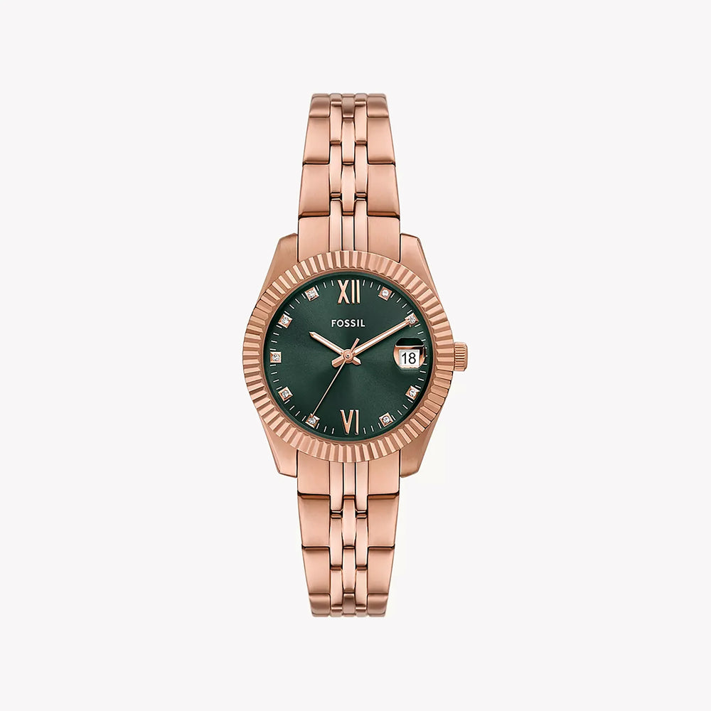 Fossil Women's Rose Gold Watch, Green Dial | Es5369 by i-watch