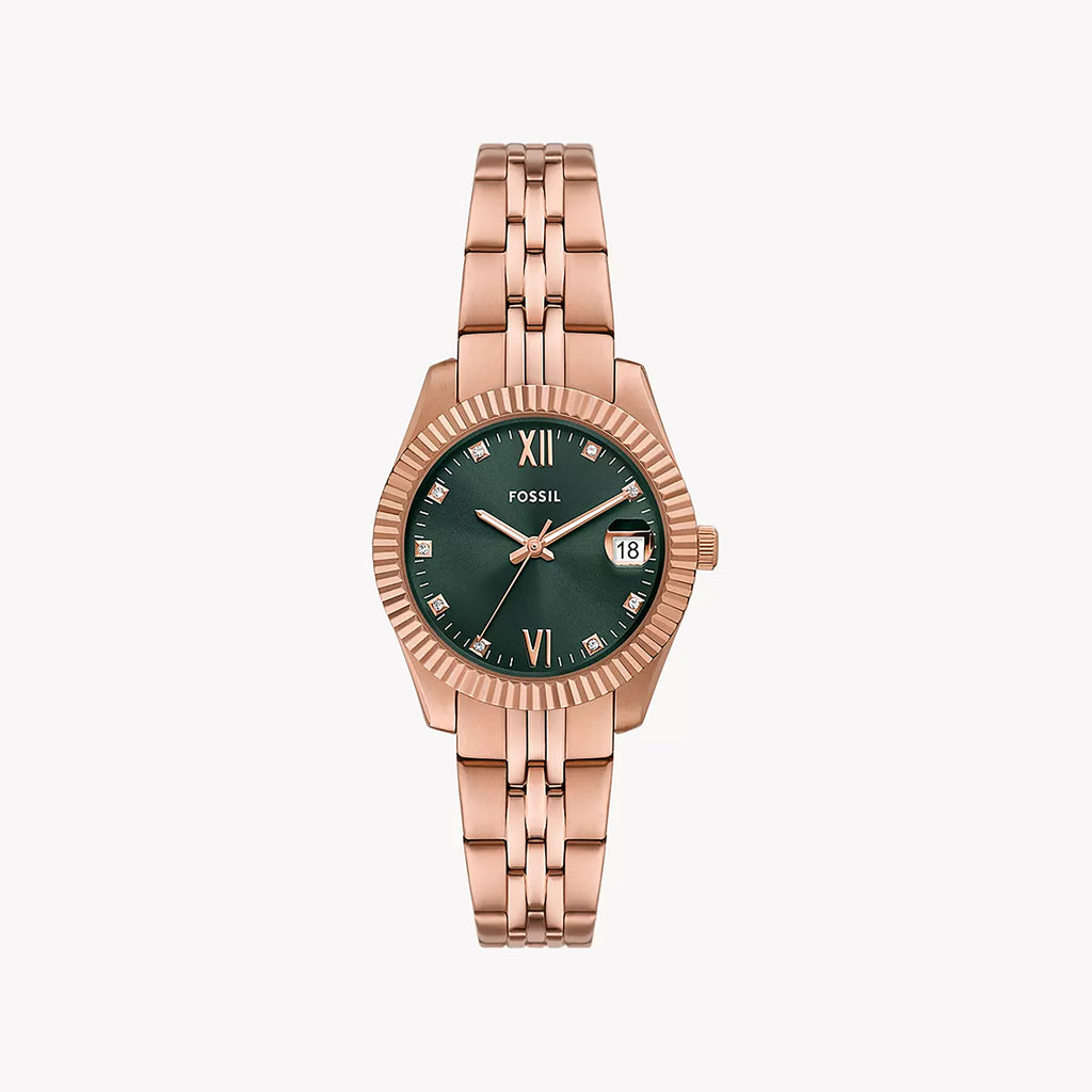 FOSSIL ES5369 CHARMING ALLURE - ROSE GOLD & GREEN DIAL Women's Watch for Effortless Elegance