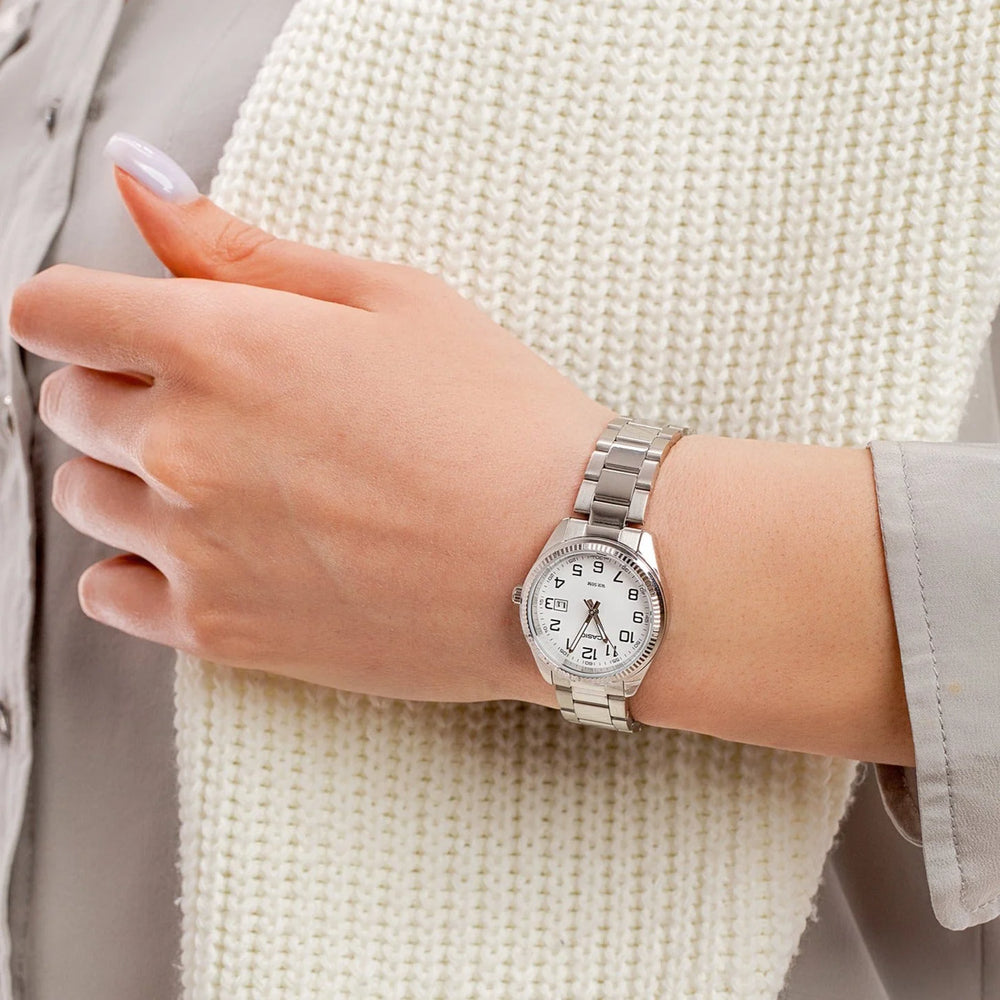Casio Ltp-1302d-7bvdf - Sporty Elegance Women's Timepiece In Silver & White by i-watch