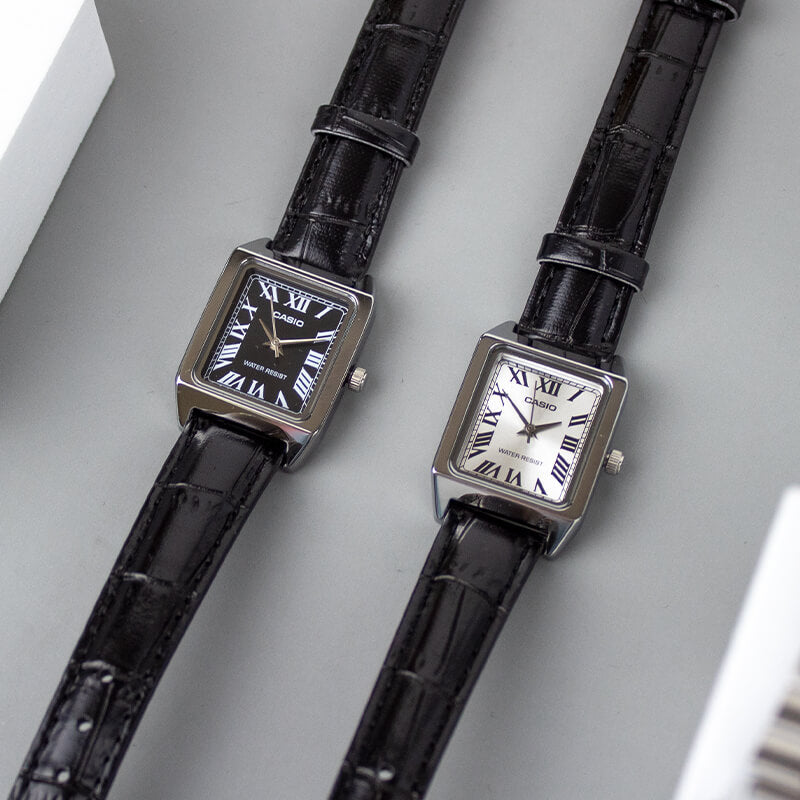 CASIO Women's Watch with Silver Chrome Plated Case and Brown Leather Band-i-Watch-2