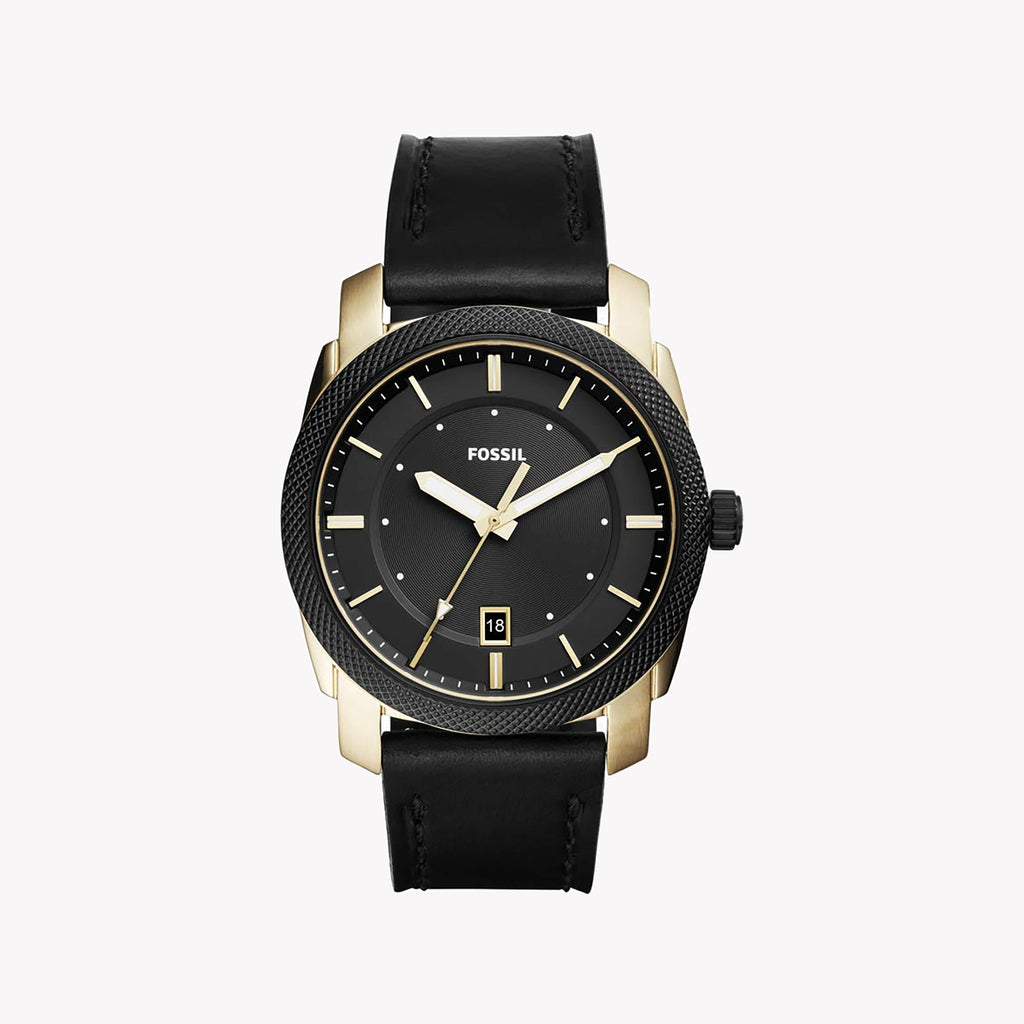 FOSSIL FS5263 RUGGED ELEGANCE - MEN'S GOLD & BLACK LEATHER WATCH