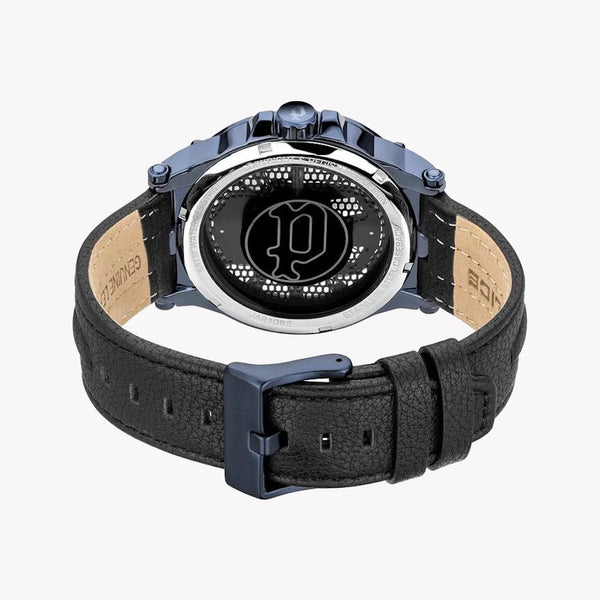 Police Men's Black Stainless Steel Watch, Blue Leather | Pewja2108202 by i-watch