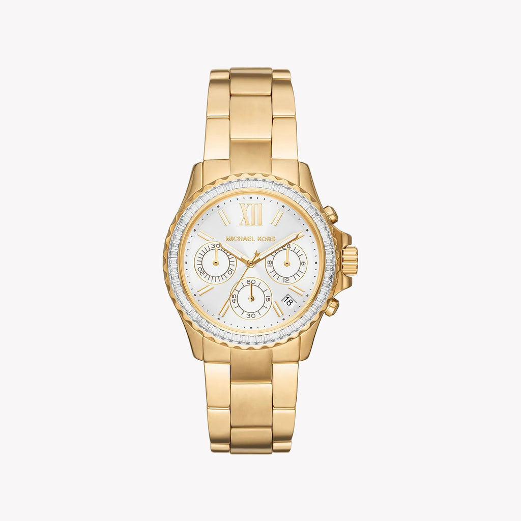 MICHAEL KORS MK7212 - ELEGANT GOLD TONE WOMEN'S ANALOG WATCH WITH WHITE DIAL & STAINLESS STEEL BAND