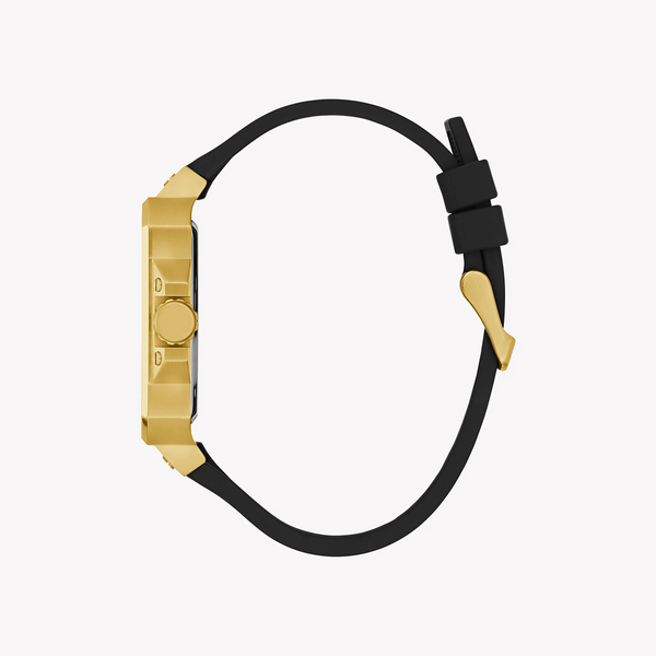 Guess Men's Gold Stainless Steel, Black Silicone | Gw0637g2 by i-watch