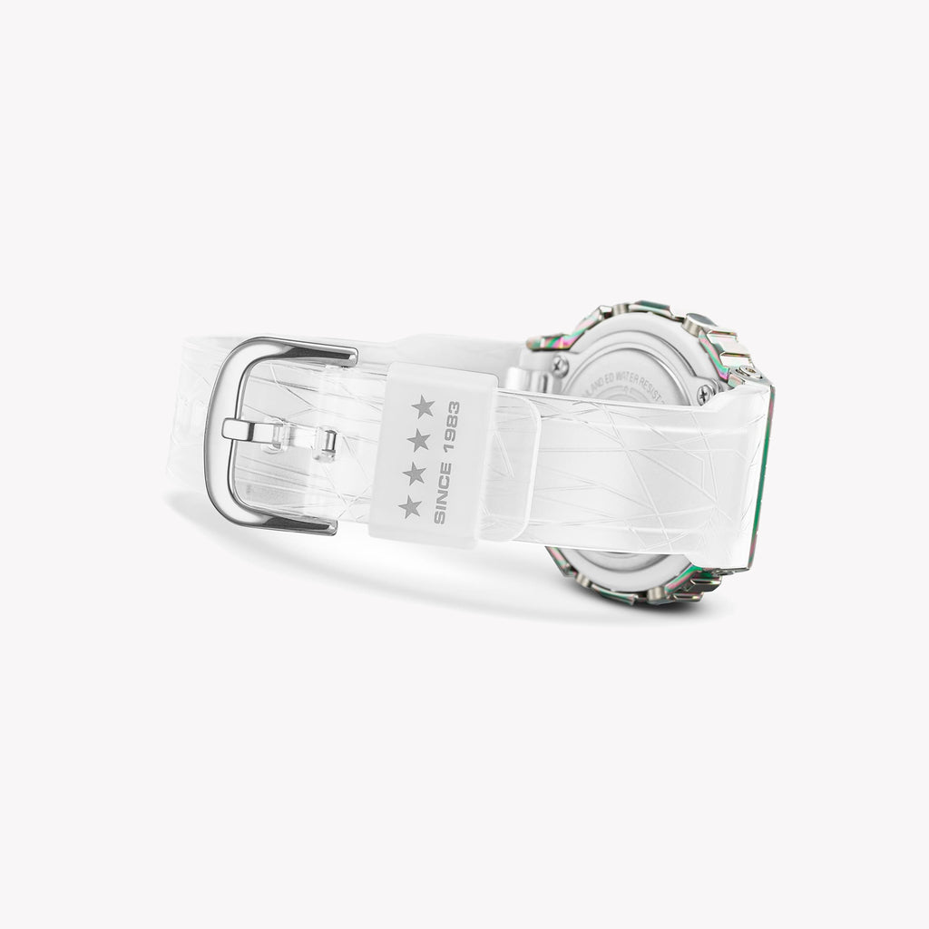 G-Shock Damenuhr mit schwarzem Harz- und Edelstahlgehäuse und schwarzem Harzarmband