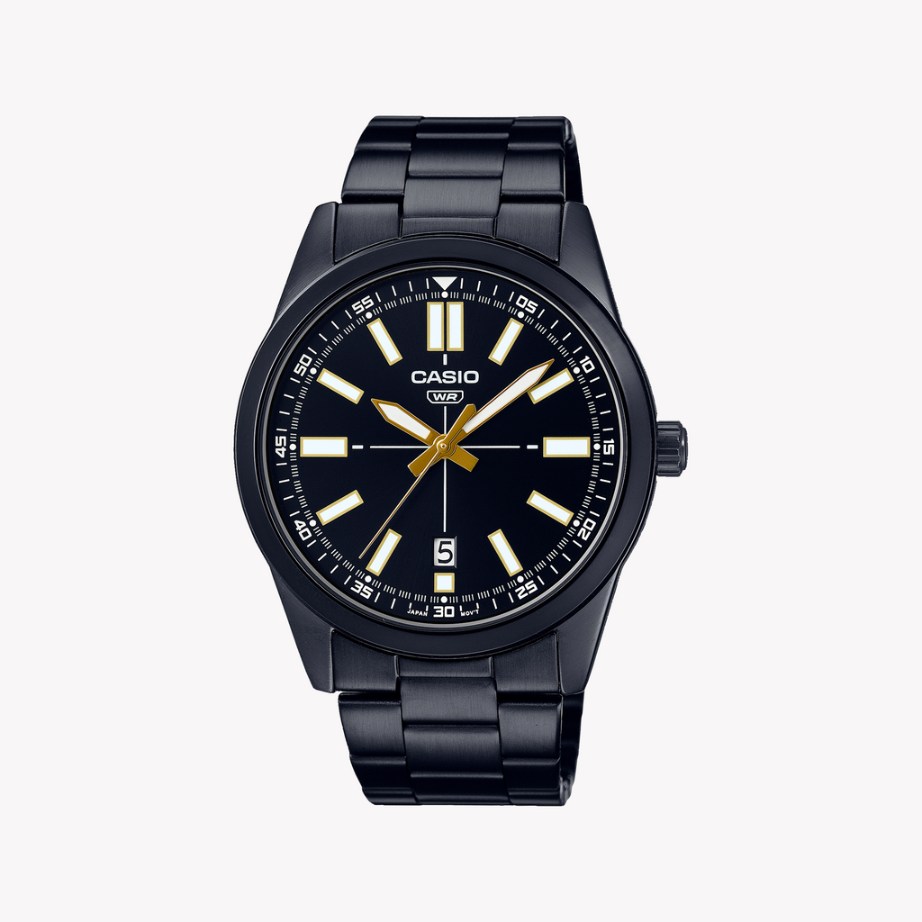 CASIO MTP-VD02B-1E BOLD & SPORTY - STYLISH MEN'S WATCH WITH BLACK DIAL & STAINLESS STEEL BAND-i-Watch-3