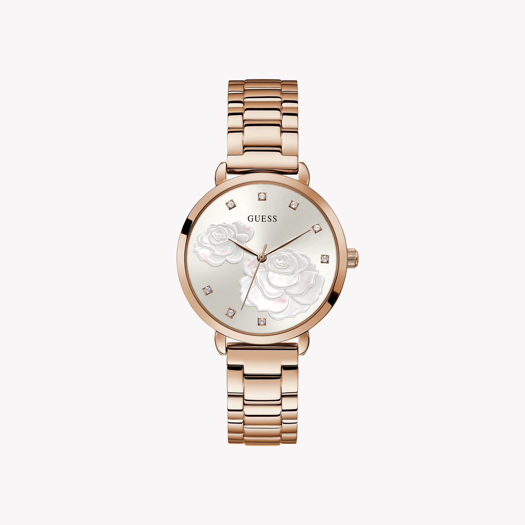 GUESS GW0242L3 ROSE GOLD GLAM - ELEGANT WOMEN'S WATCH WITH WHITE DIAL & STAINLESS STEEL BAND
