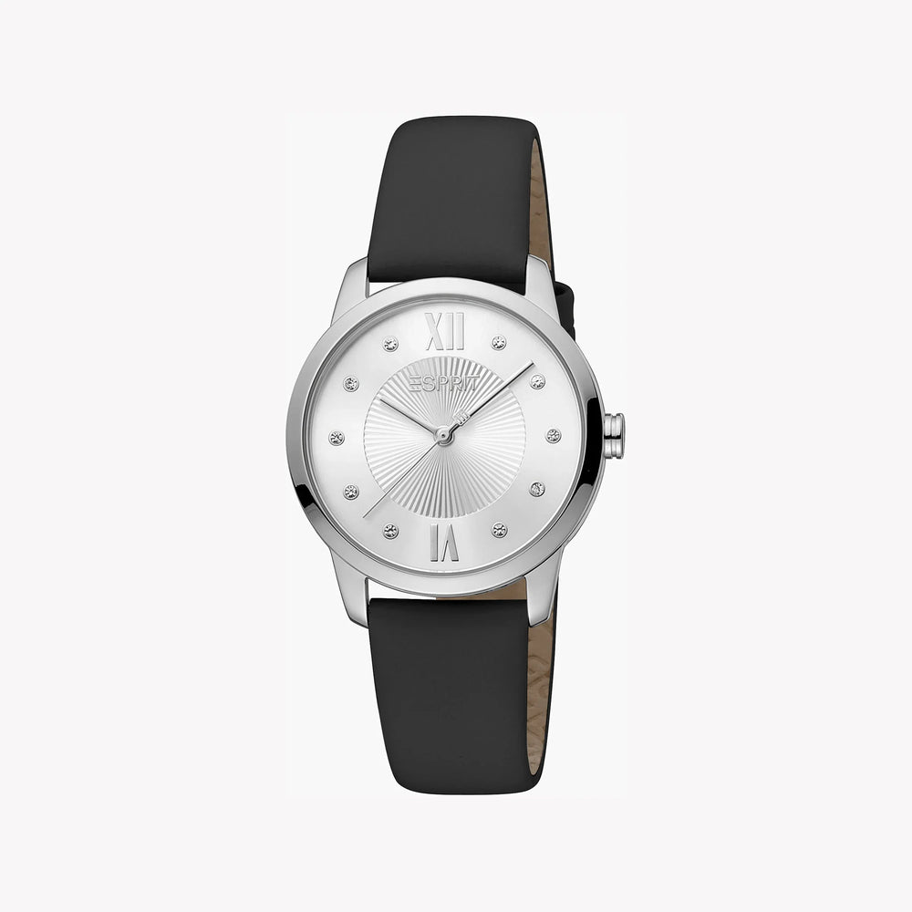 Esprit Women's Black Leather Watch, Silver Dial | ES1L276L1015 by i-watch