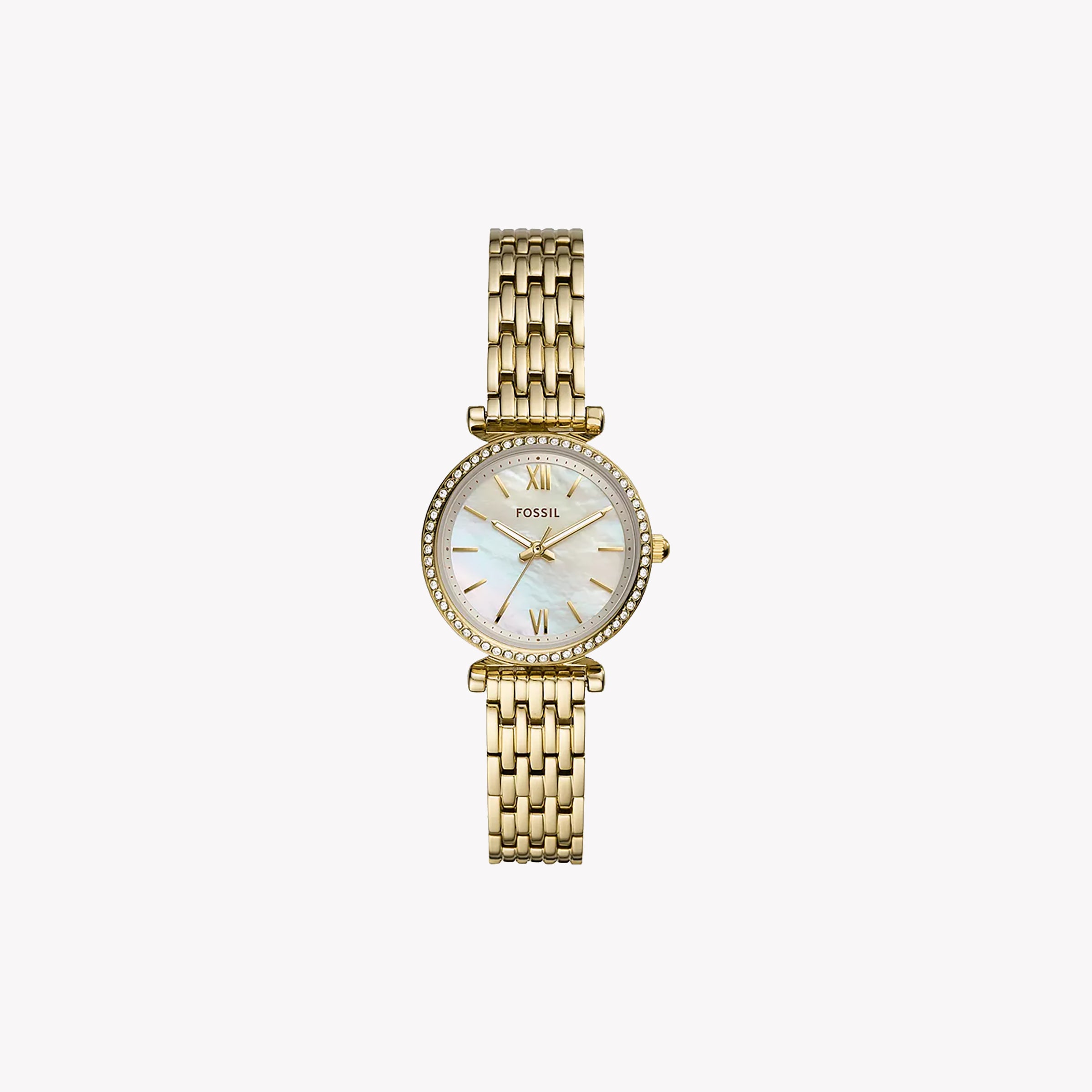 FOSSIL ES4735 GLAMOROUS ELEGANCE - Women's Gold Stainless Steel Watch with White Mother-Of-Pearl Dial