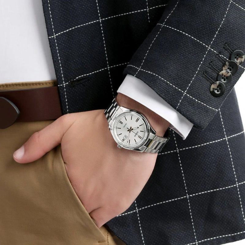 Casio Mtp-1302d-7a1vdf - Elegant Sporty Stainless Steel Men's Watch With White Dial & Date Function by i-watch