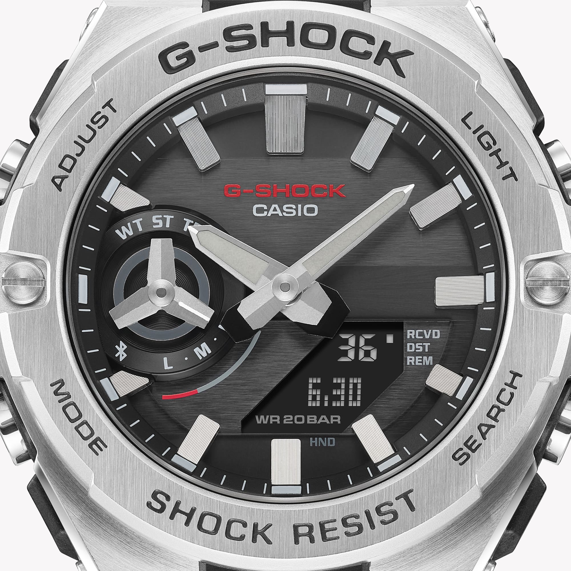 CASIO G-SHOCK GST-B500D-1ADR - ELEGANT ADVENTURER MEN'S WATCH with Silver Stainless Steel and Bold Black Dial