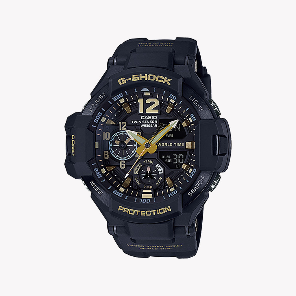 CASIO G-SHOCK GA-1100GB-1ADR ADVENTURE READY - RUGGED BLACK MEN'S WATCH with Compass and Thermometer