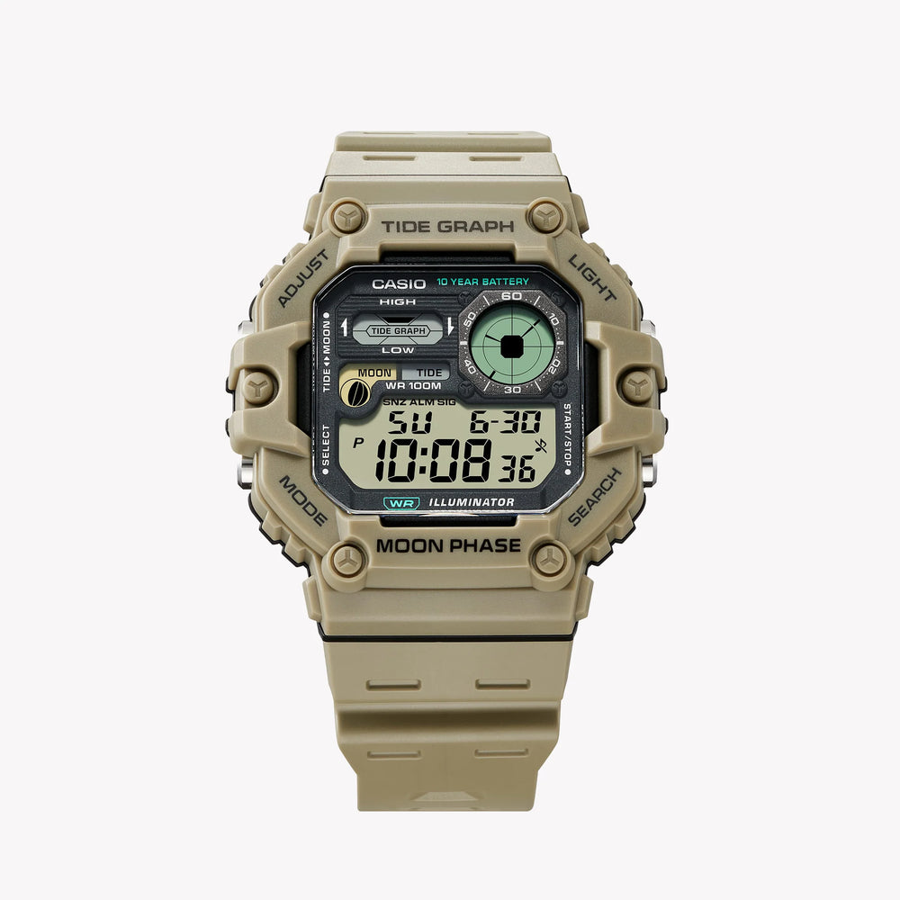 Casio Men's Beige Resin Watch, Digital Display | Ws-1700h-5avdf by i-watch
