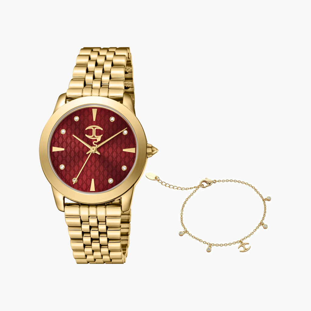 JUST CAVALLI Women's Watch with Silver & Gold Stainless Steel Case and Gold Stainless Steel Band