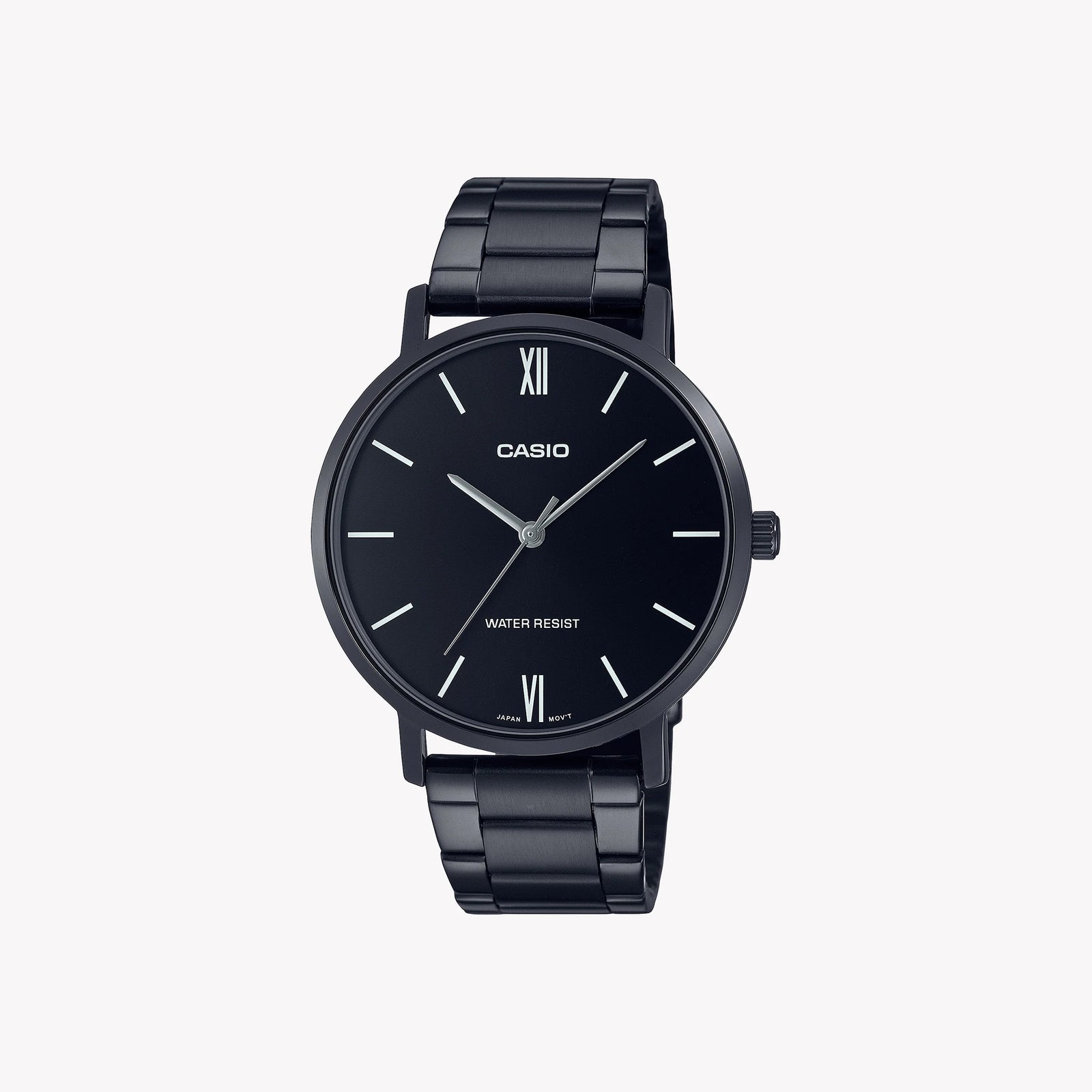 Casio Men's Black Stainless Steel Watch, Black Dial | Mtp-Vt01b-1b by i-watch