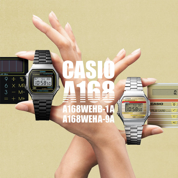 Casio Unisex Silver Digital Watch, Chrome Resin Case | A168weha-9a by i-watch