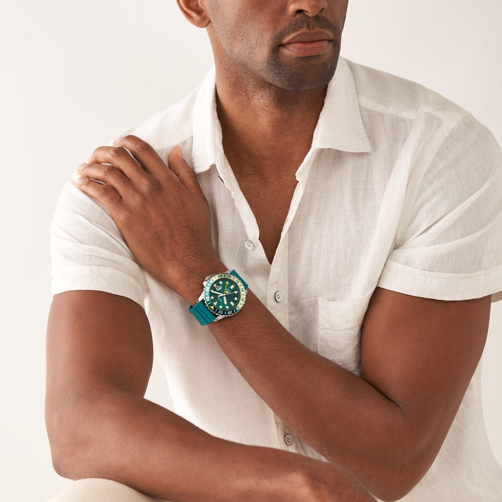 FOSSIL FS5992 TIMELESS ELEGANCE - MEN'S BLUE STAINLESS STEEL WATCH WITH SILICONE BAND-i-Watch-4