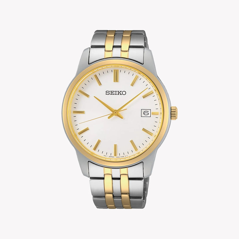 Seiko Men's Silver & Gold Stainless Steel Watch, Beige Dial | Sur402p1 by i-watch