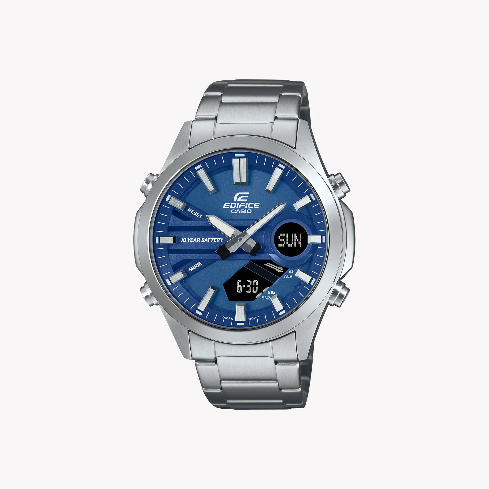 Edifice Men's Silver Stainless Steel, Blue Dial | Efv-C120d-2aef by i-watch