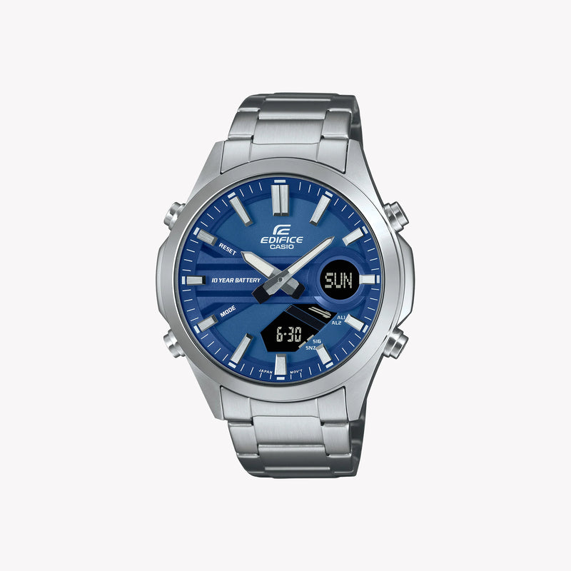 Edifice Men's Silver Stainless Steel, Blue Dial | Efv-C120d-2aef by i-watch