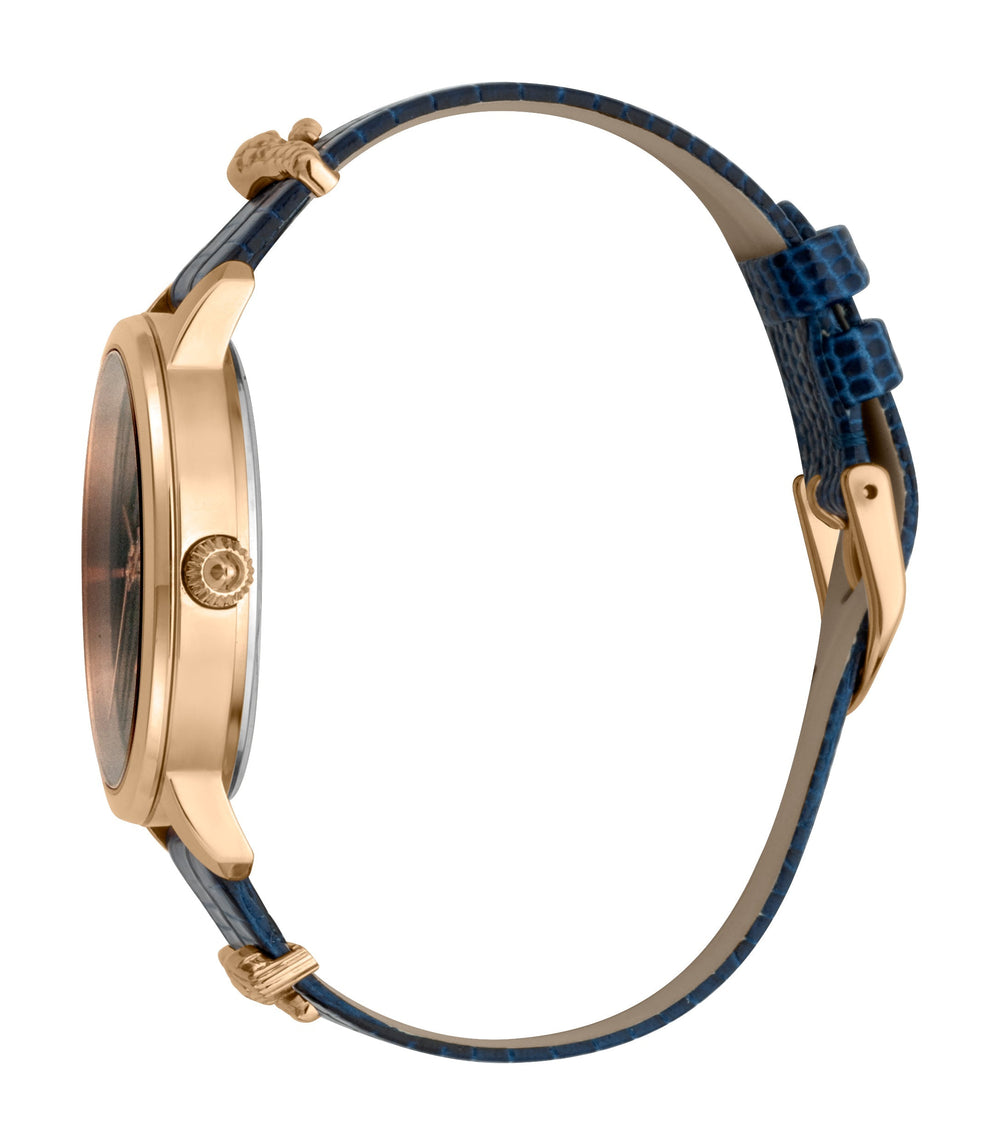 Just Cavalli Women's Rose Gold Stainless Steel Watch, Blue Leather Case | Jc1l127l0035 by i-watch