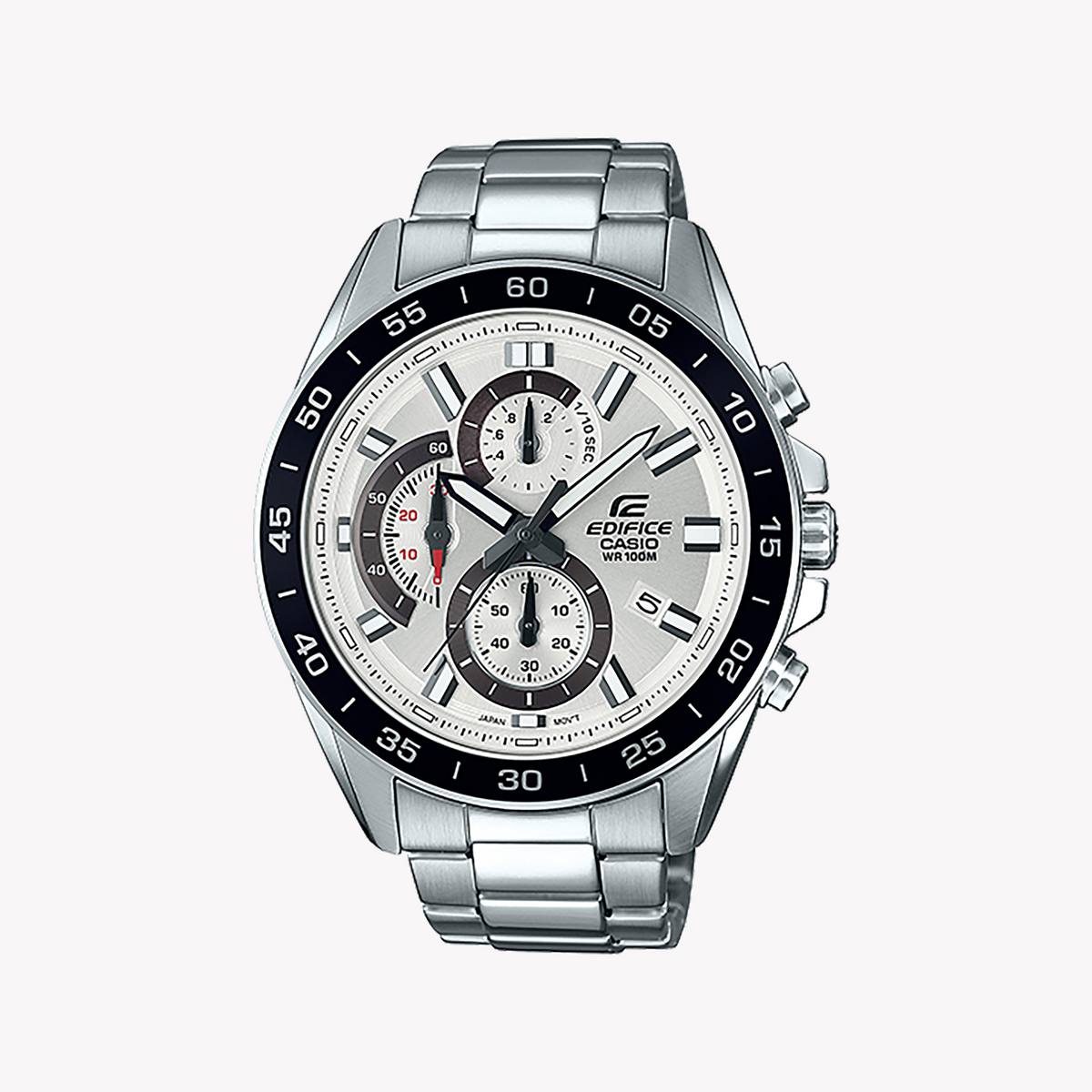 CASIO EDIFICE EFV-550D-7AVUDF - ELEGANT ADVENTURER MEN'S WATCH with Silver Stainless Steel and White Dial