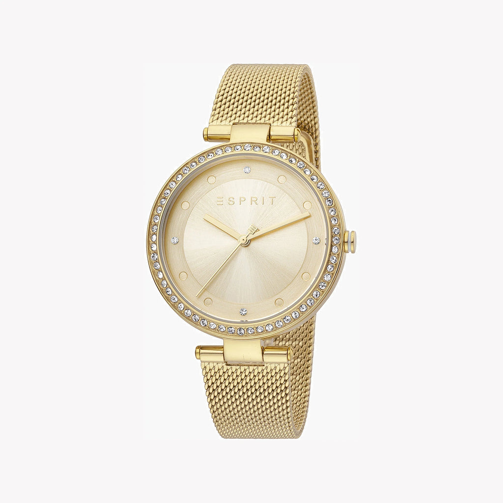 ESPRIT Women's Watch with Gold Stainless Steel Case and Gold Stainless Steel Band