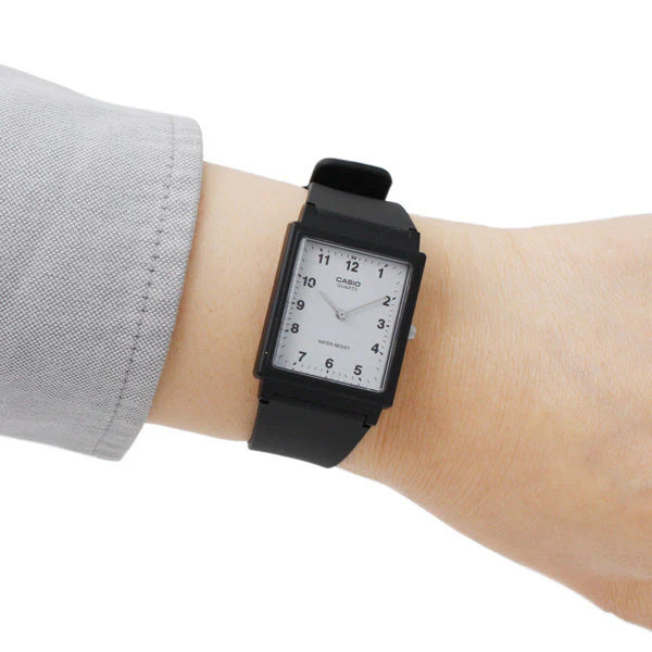 Casio Unisex Black Resin Watch, White Dial | Mq-27-7b by i-watch