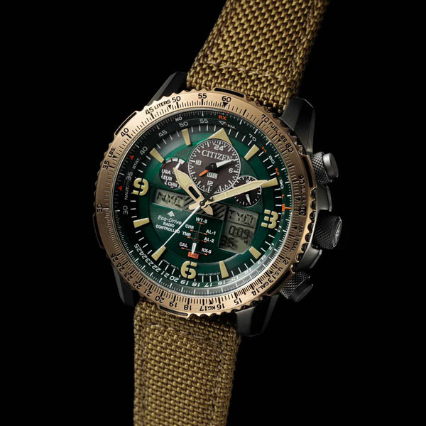 Citizen Jy8074-11x Adventure Ready - Dynamic Men's Timepiece With Dark Green Stainless Steel & Multifunctional Capabilities by i-watch
